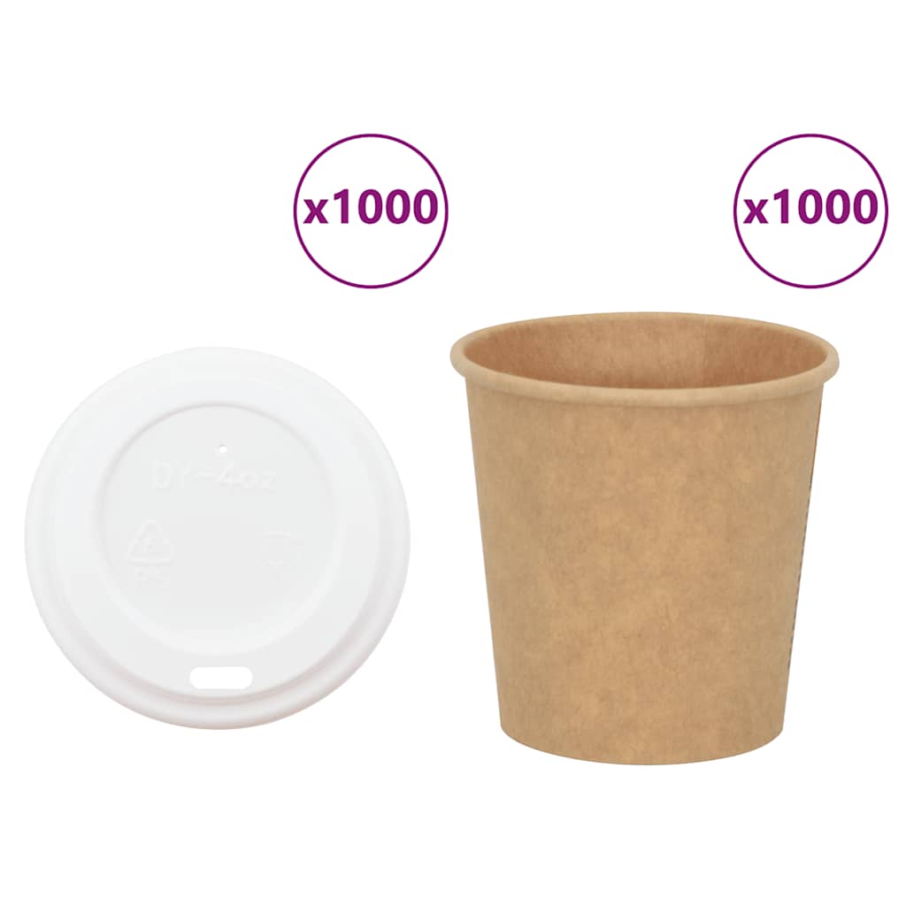 Papieren koffiekopjes met deksel 1000 st 4oz 100 ml