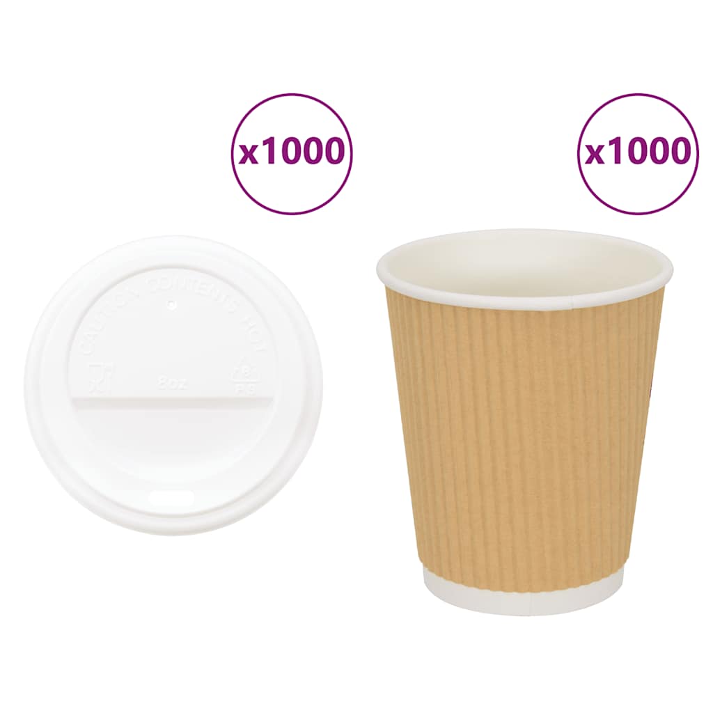 Papieren koffiekopjes met deksel 1000 st 8oz 200 ml – afbeelding 1