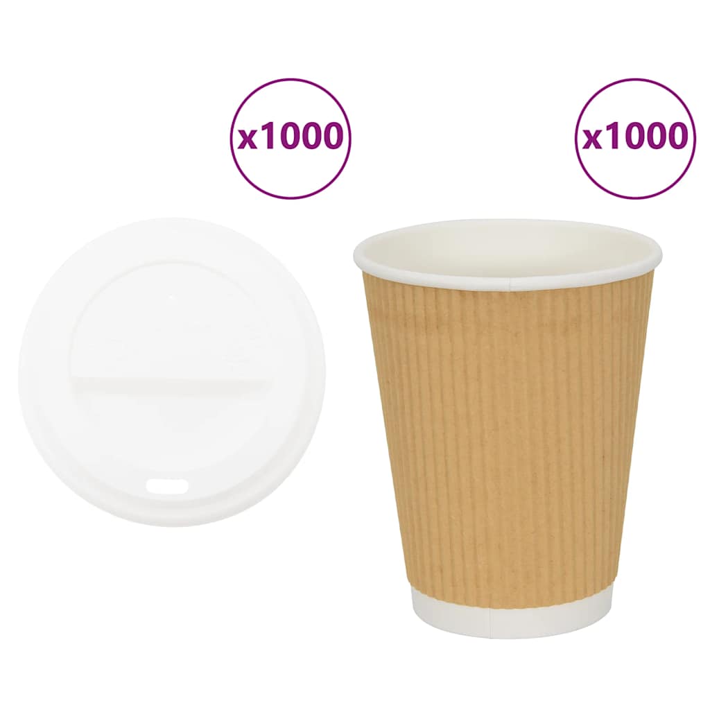 Papieren koffiekopjes met deksel 1000 st 12oz 300 ml