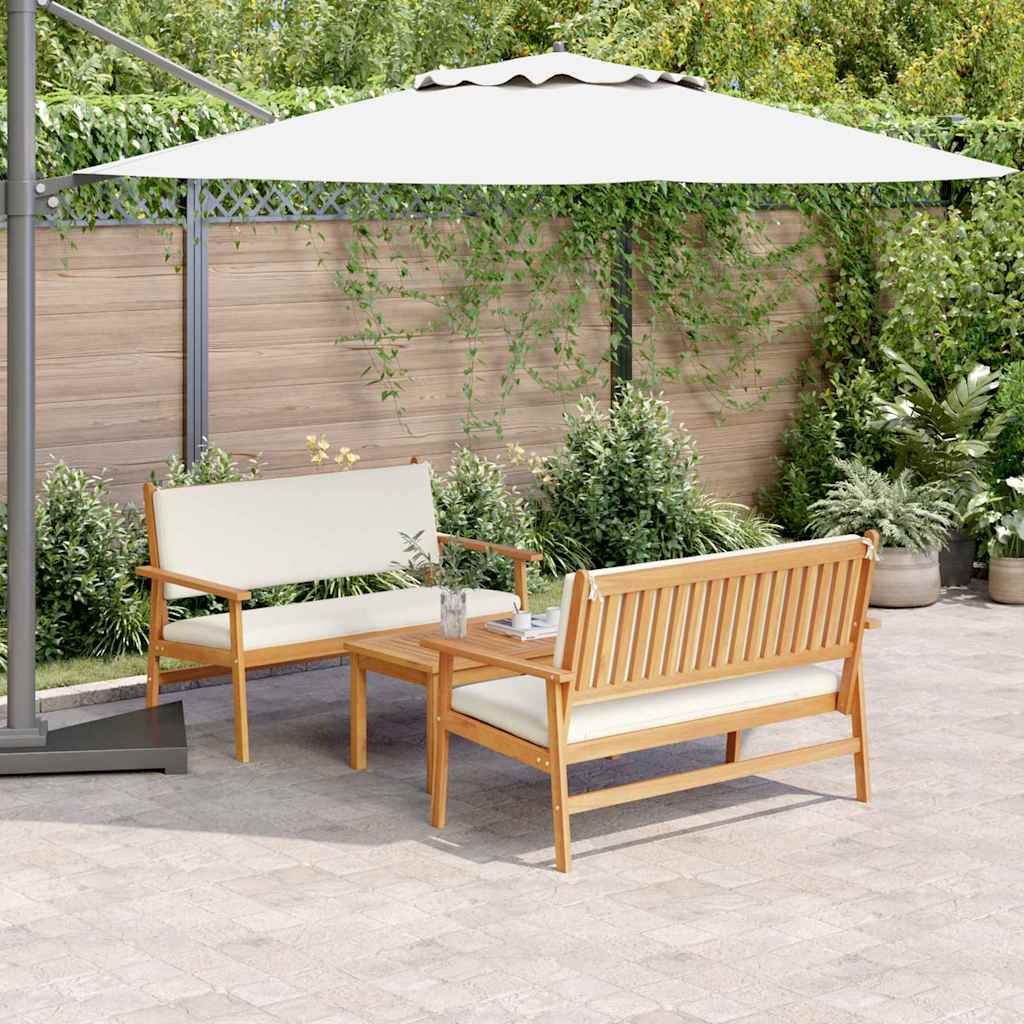 Tuinbankenset 3 pcs Bruin 120 x 65,5 x 79 cm Massief Acaciahout – afbeelding 1