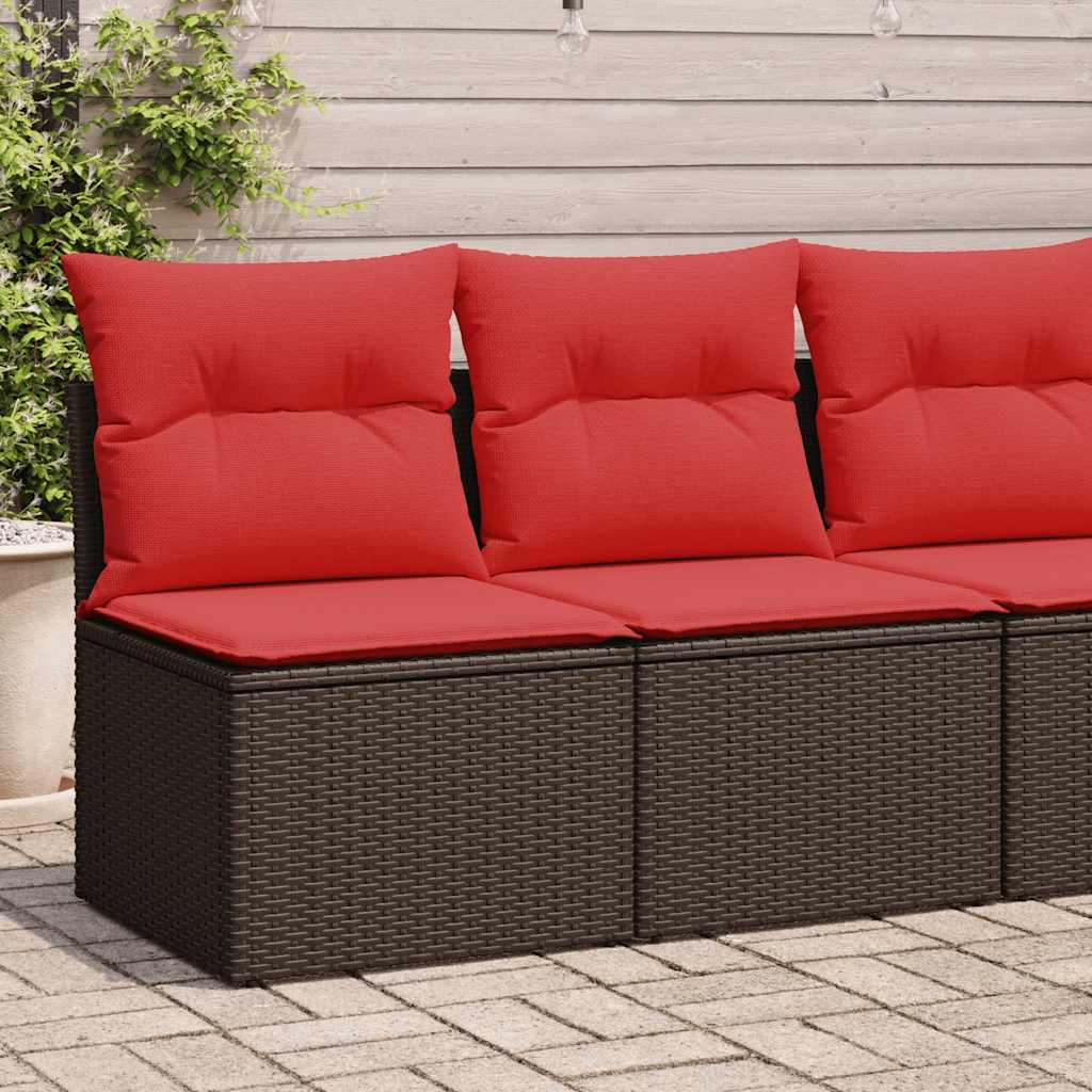 2-delige Loungeset met kussens poly rattan acacia bruin – afbeelding 1