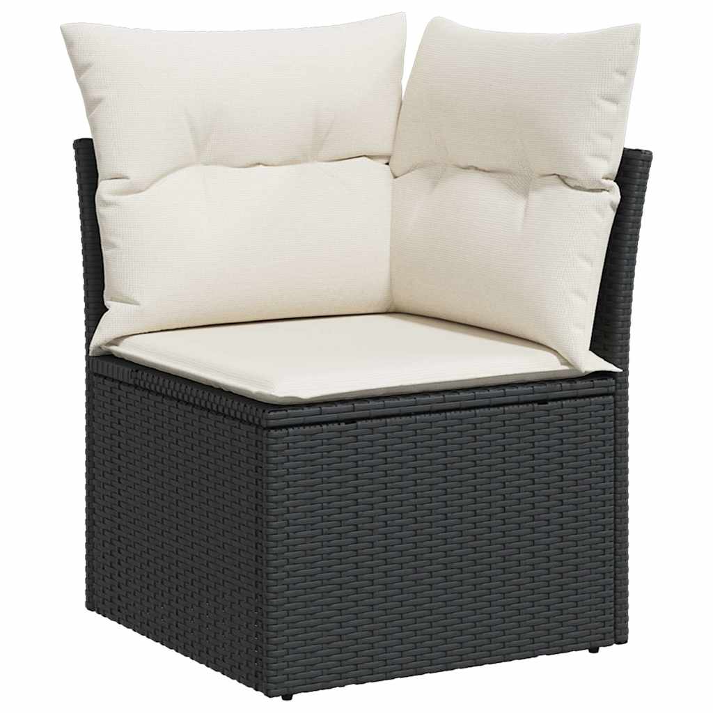 6-delige Loungeset met kussens poly rattan zwart – afbeelding 4