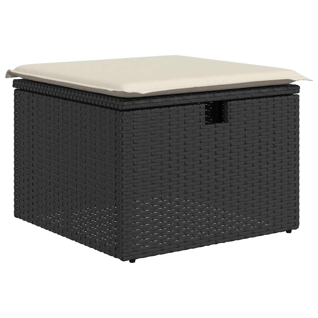 6-delige Loungeset met kussens poly rattan zwart – afbeelding 5