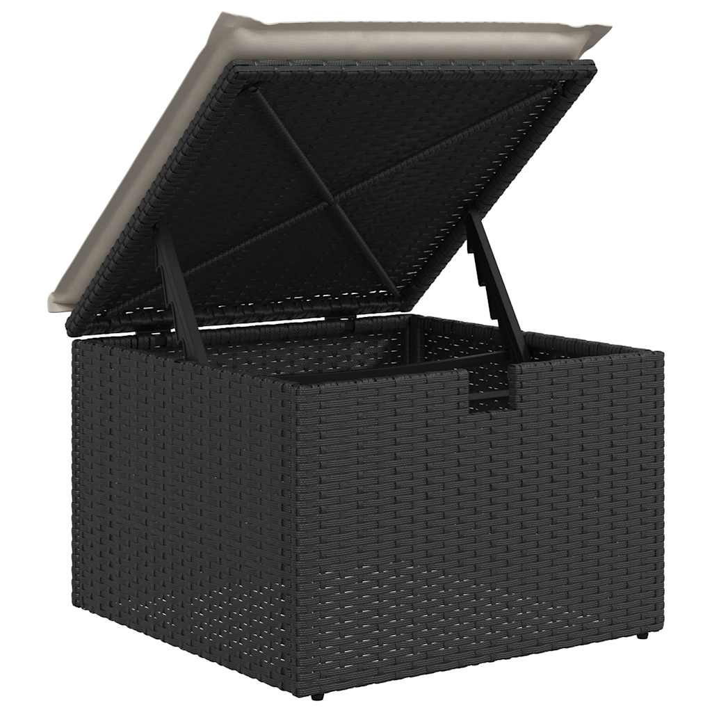 6-delige Loungeset met kussens poly rattan zwart – afbeelding 8