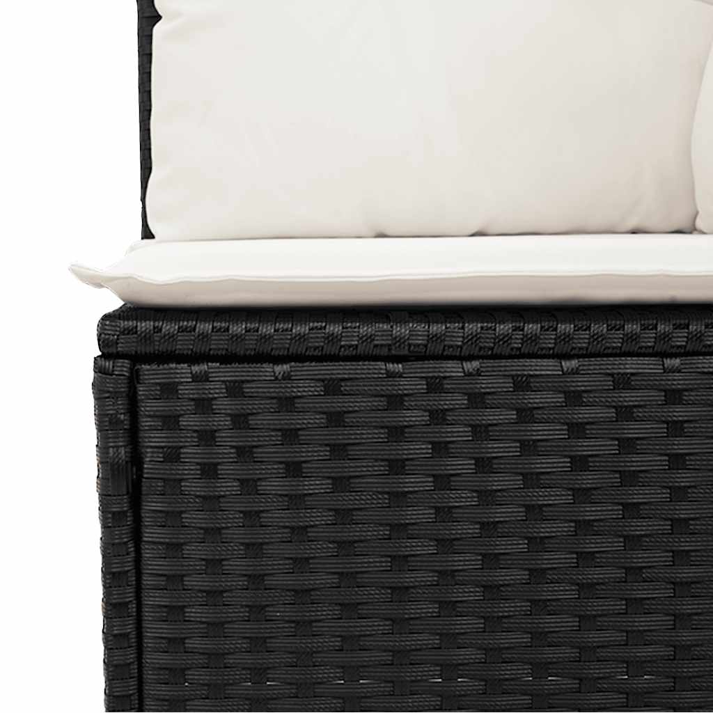 6-delige Loungeset met kussens poly rattan zwart – afbeelding 9