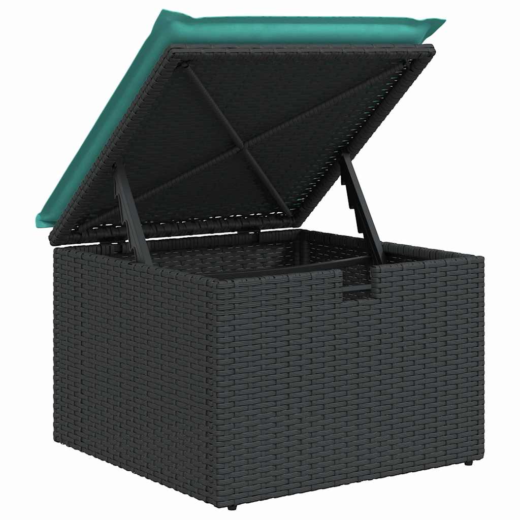 6-delige Loungeset met kussens poly rattan zwart – afbeelding 8