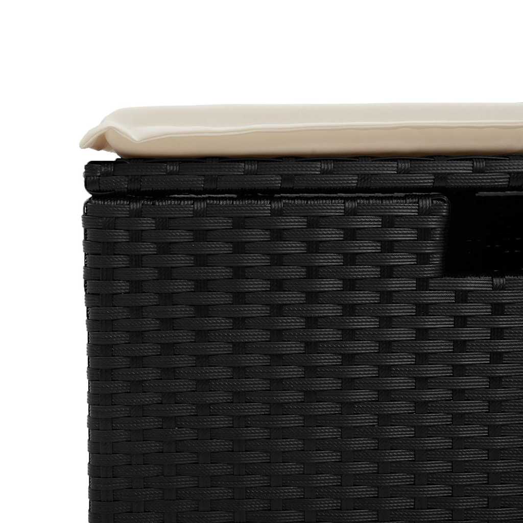 6-delige Loungeset met kussens poly rattan zwart – afbeelding 10