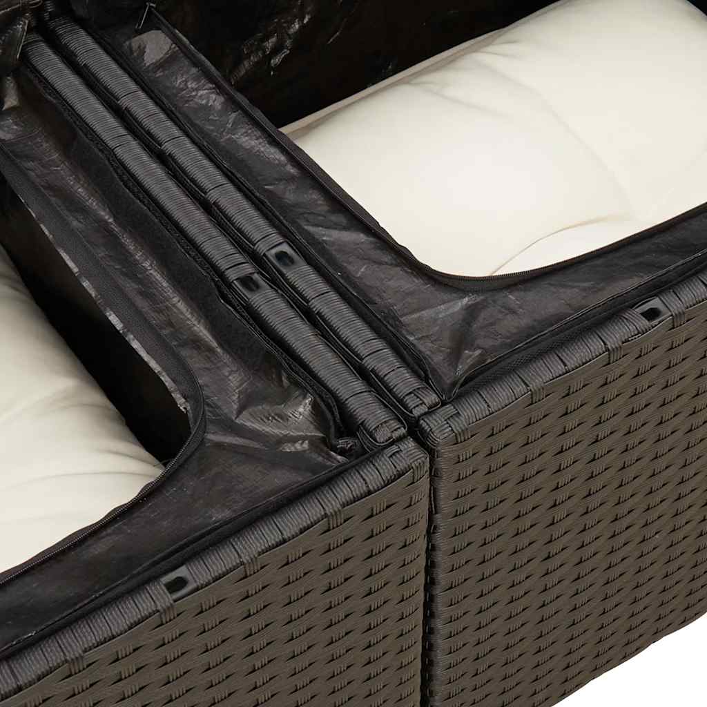6-delige Loungeset met kussens poly rattan zwart – afbeelding 11