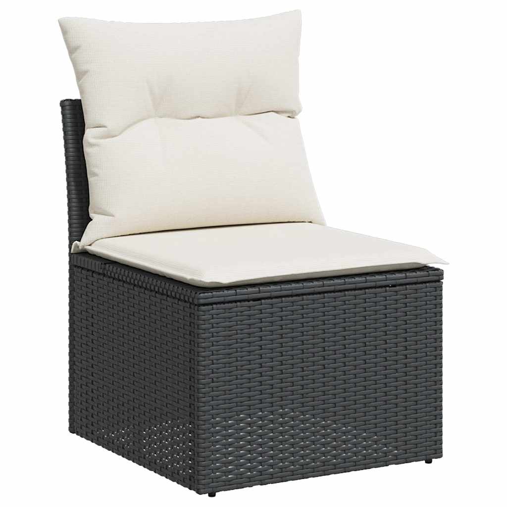 6-delige Loungeset met kussens poly rattan zwart – afbeelding 3