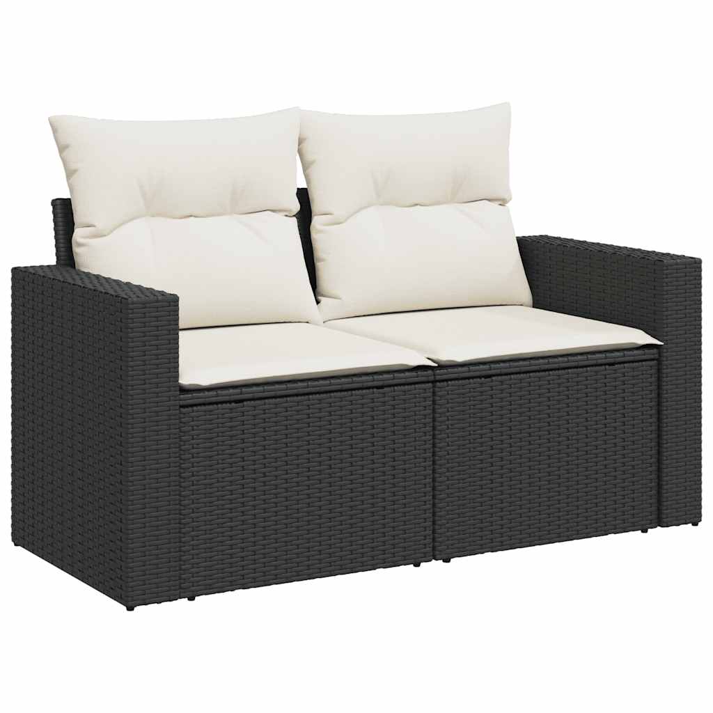 6-delige Loungeset met kussens poly rattan zwart – afbeelding 4