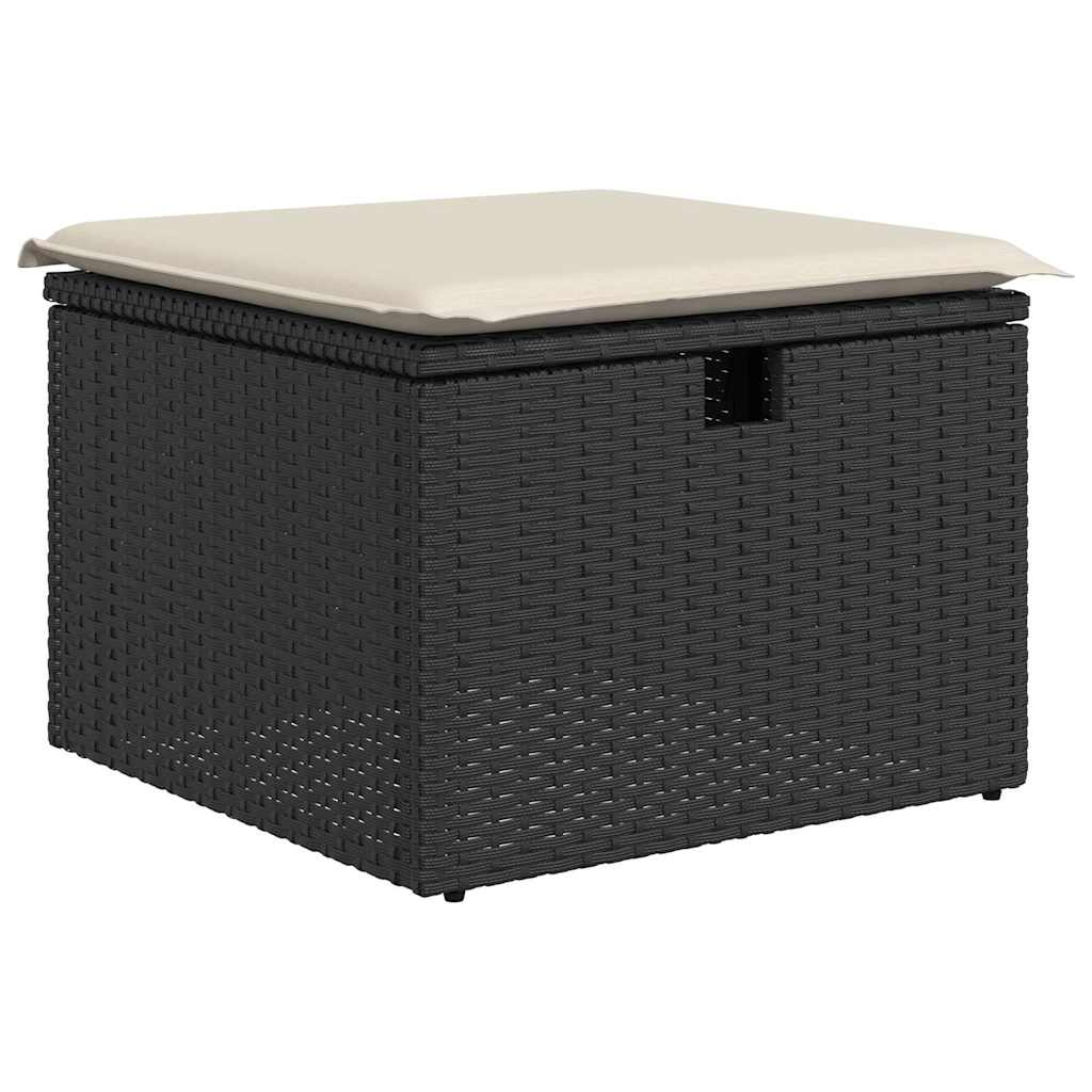 6-delige Loungeset met kussens poly rattan zwart – afbeelding 5