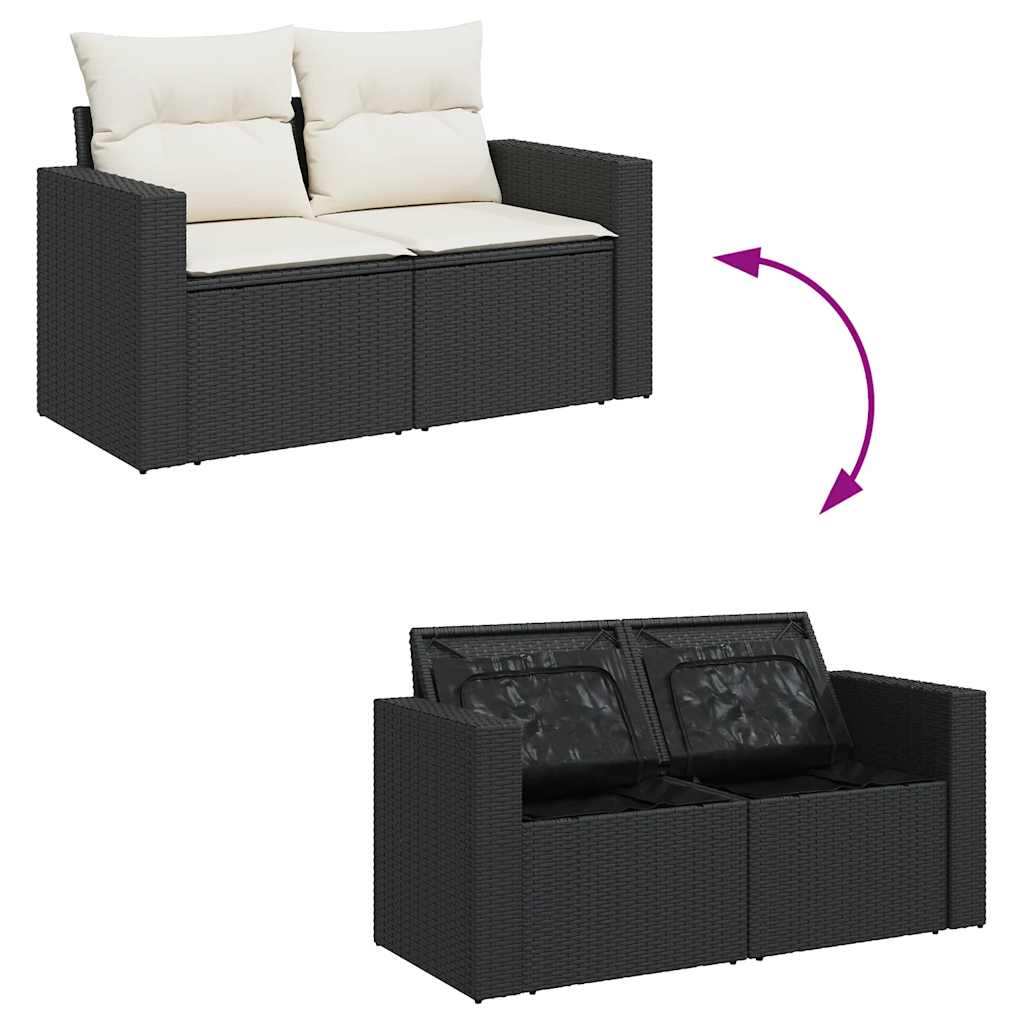 6-delige Loungeset met kussens poly rattan zwart – afbeelding 7