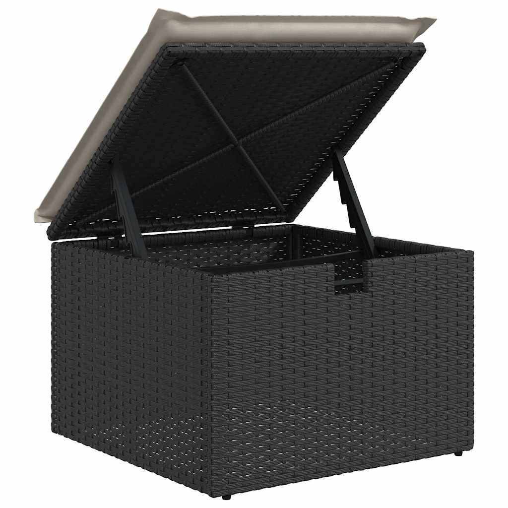 6-delige Loungeset met kussens poly rattan zwart – afbeelding 8