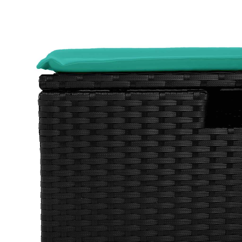 4-delige Loungeset met kussens poly rattan zwart – afbeelding 10