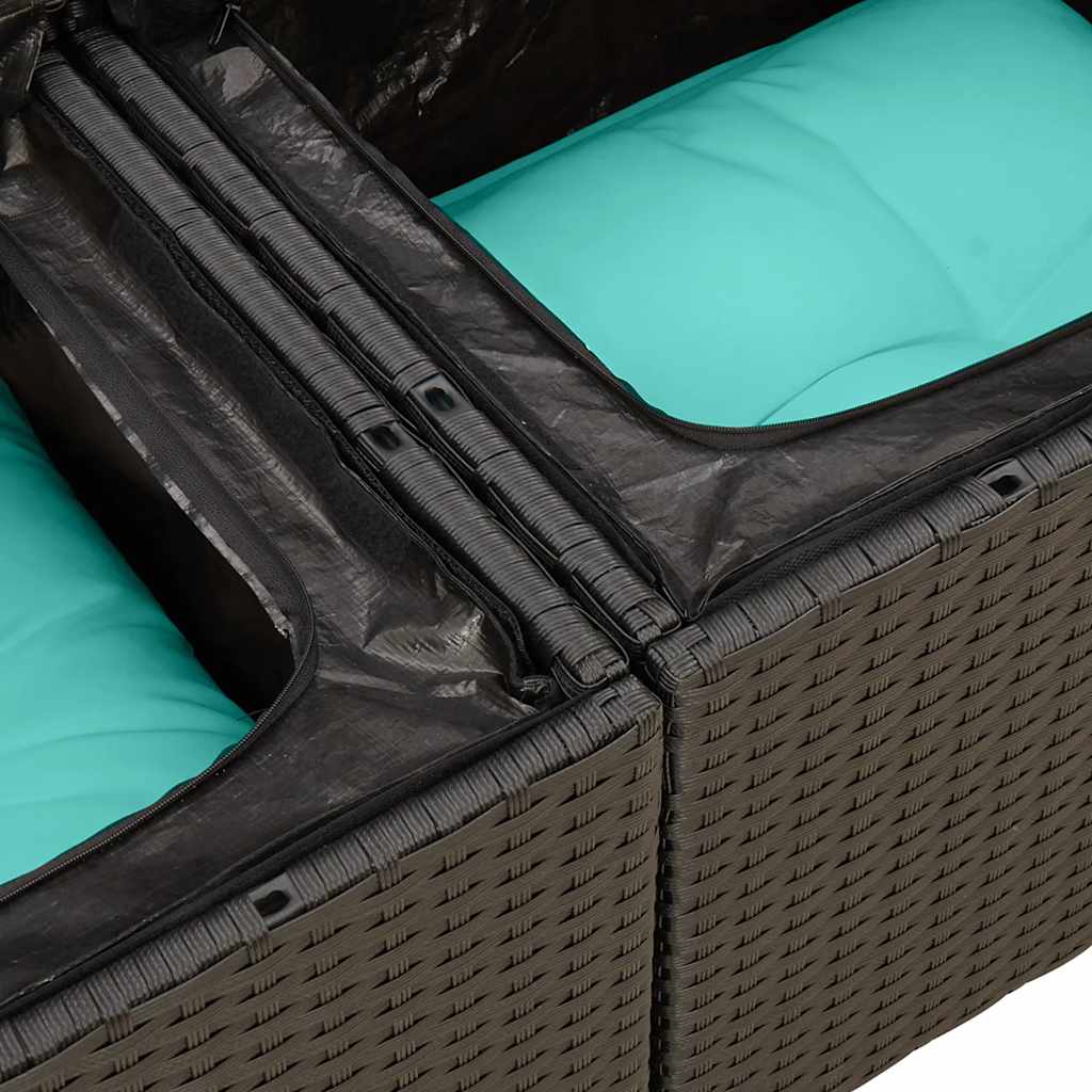 4-delige Loungeset met kussens poly rattan zwart – afbeelding 11