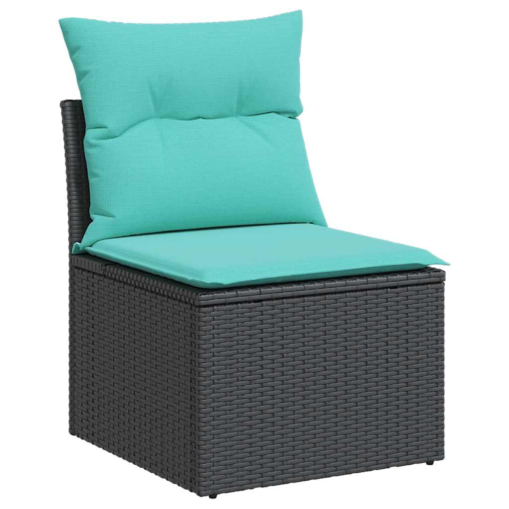 4-delige Loungeset met kussens poly rattan zwart – afbeelding 4