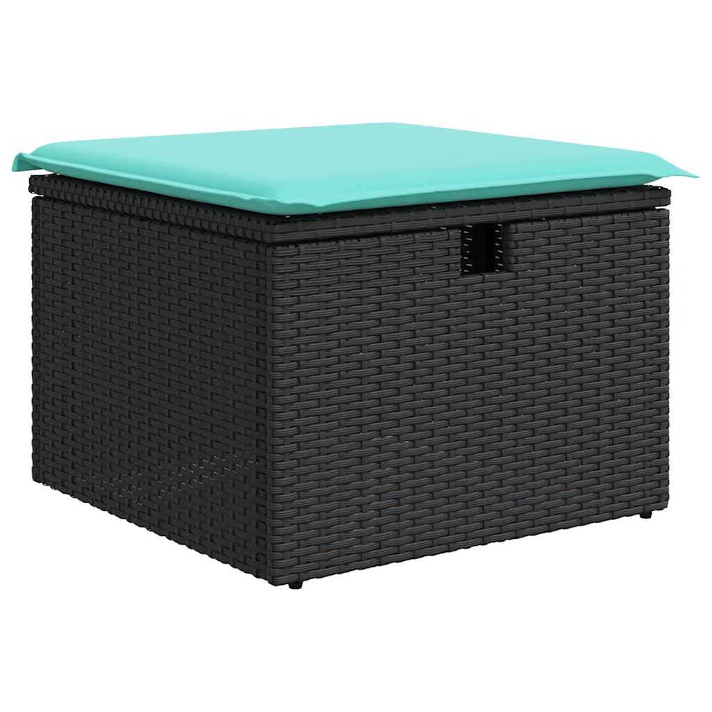 4-delige Loungeset met kussens poly rattan zwart – afbeelding 5