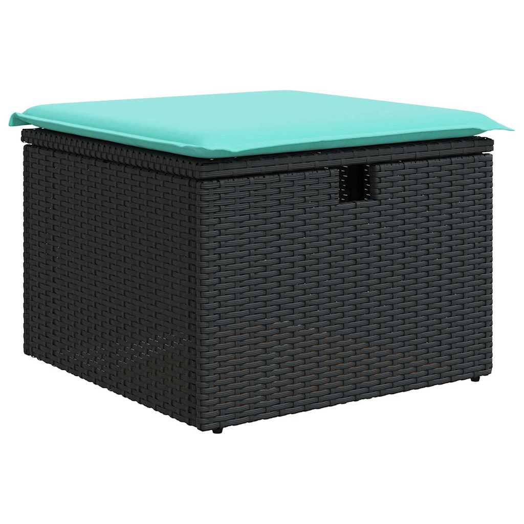 6-delige Loungeset met kussens poly rattan zwart – afbeelding 5