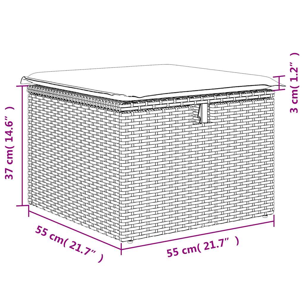 6-delige Loungeset met kussens poly rattan zwart – afbeelding 12