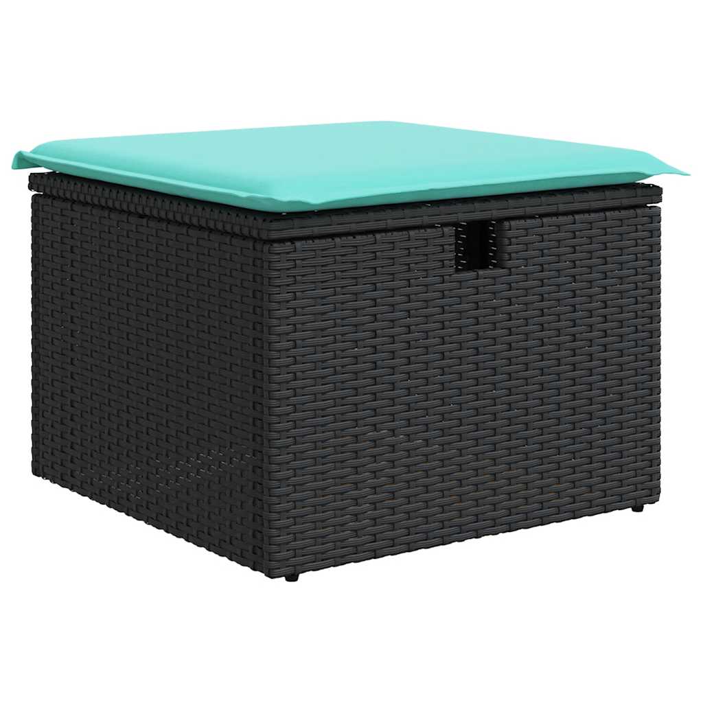 6-delige Loungeset met kussens poly rattan zwart – afbeelding 4