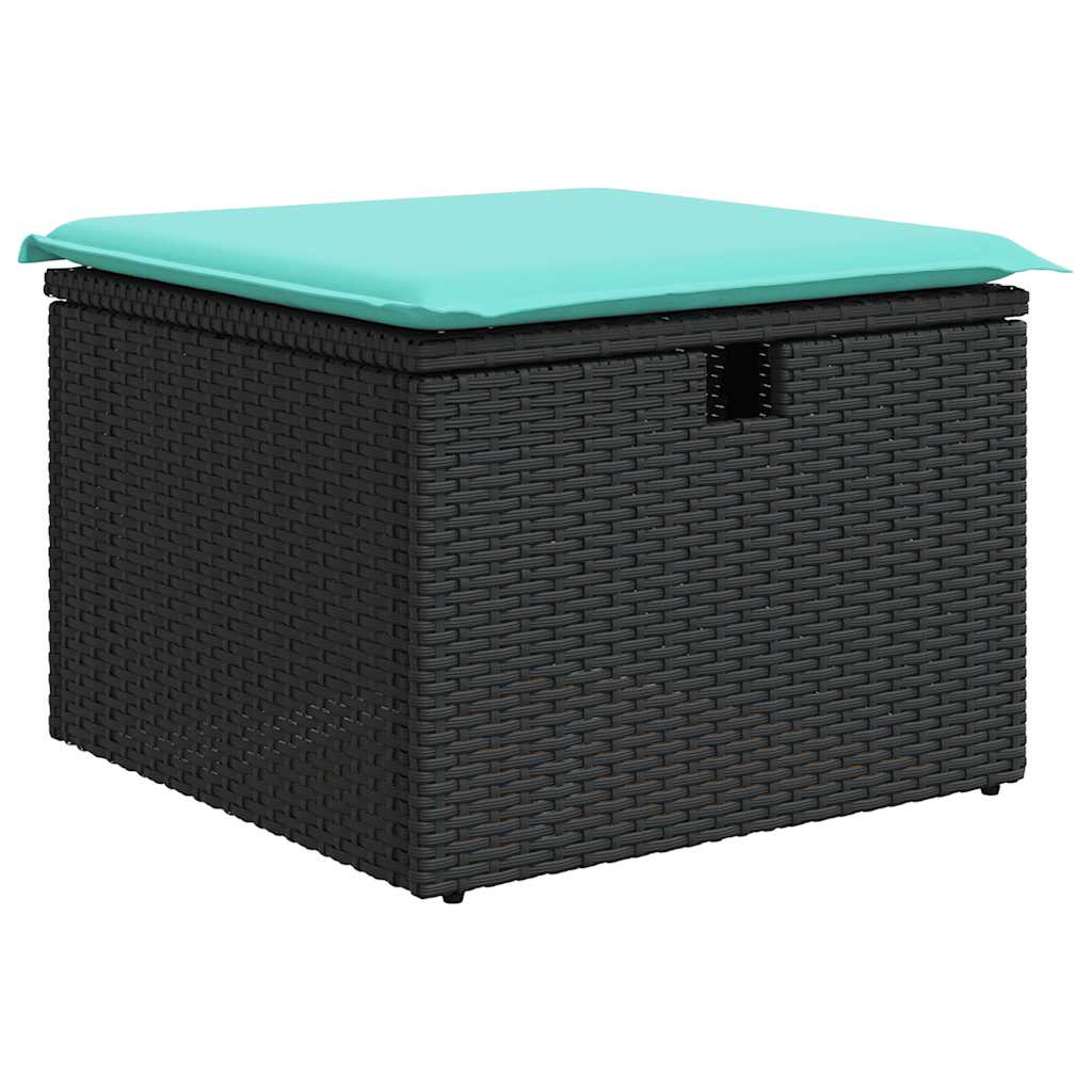 9-delige Loungeset met kussens poly rattan zwart – afbeelding 5