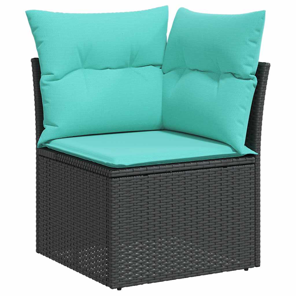 8-delige Loungeset met kussens poly rattan zwart – afbeelding 4
