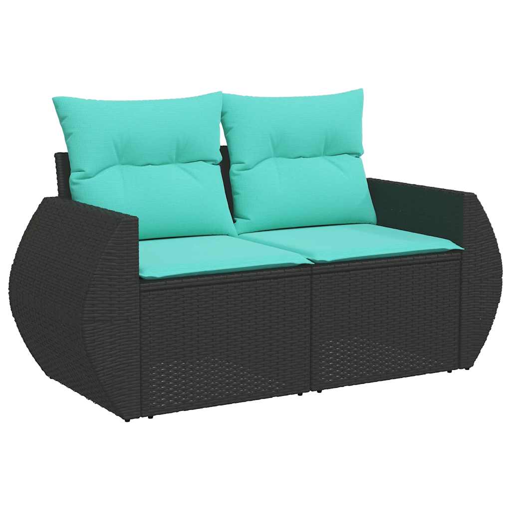 6-delige Loungeset met kussens poly rattan zwart – afbeelding 4