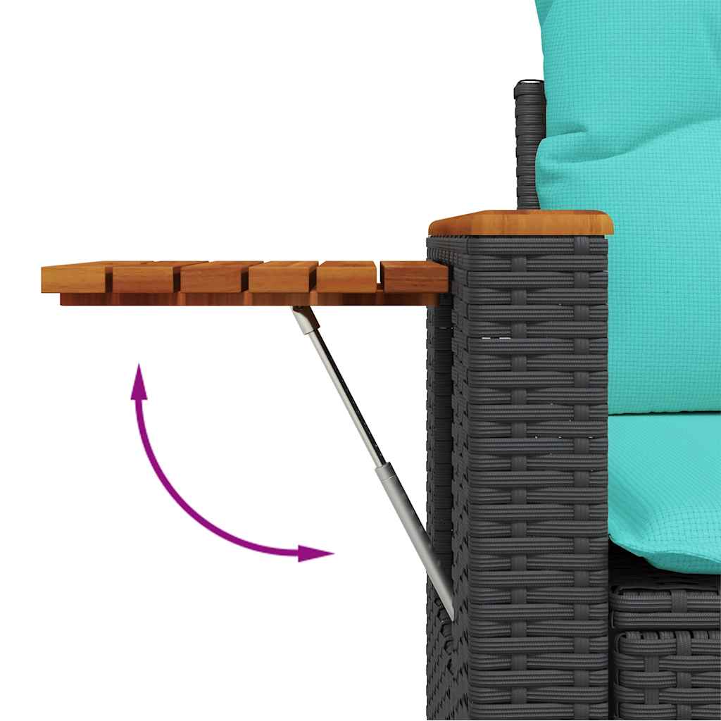 6-delige Loungeset met kussens poly rattan zwart – afbeelding 6