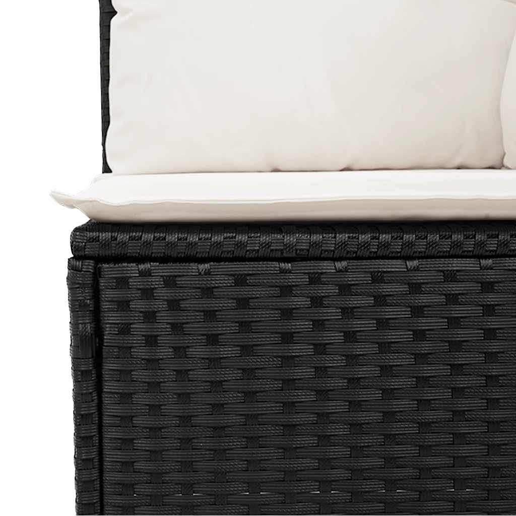5-delige Loungeset met kussens poly rattan zwart – afbeelding 10