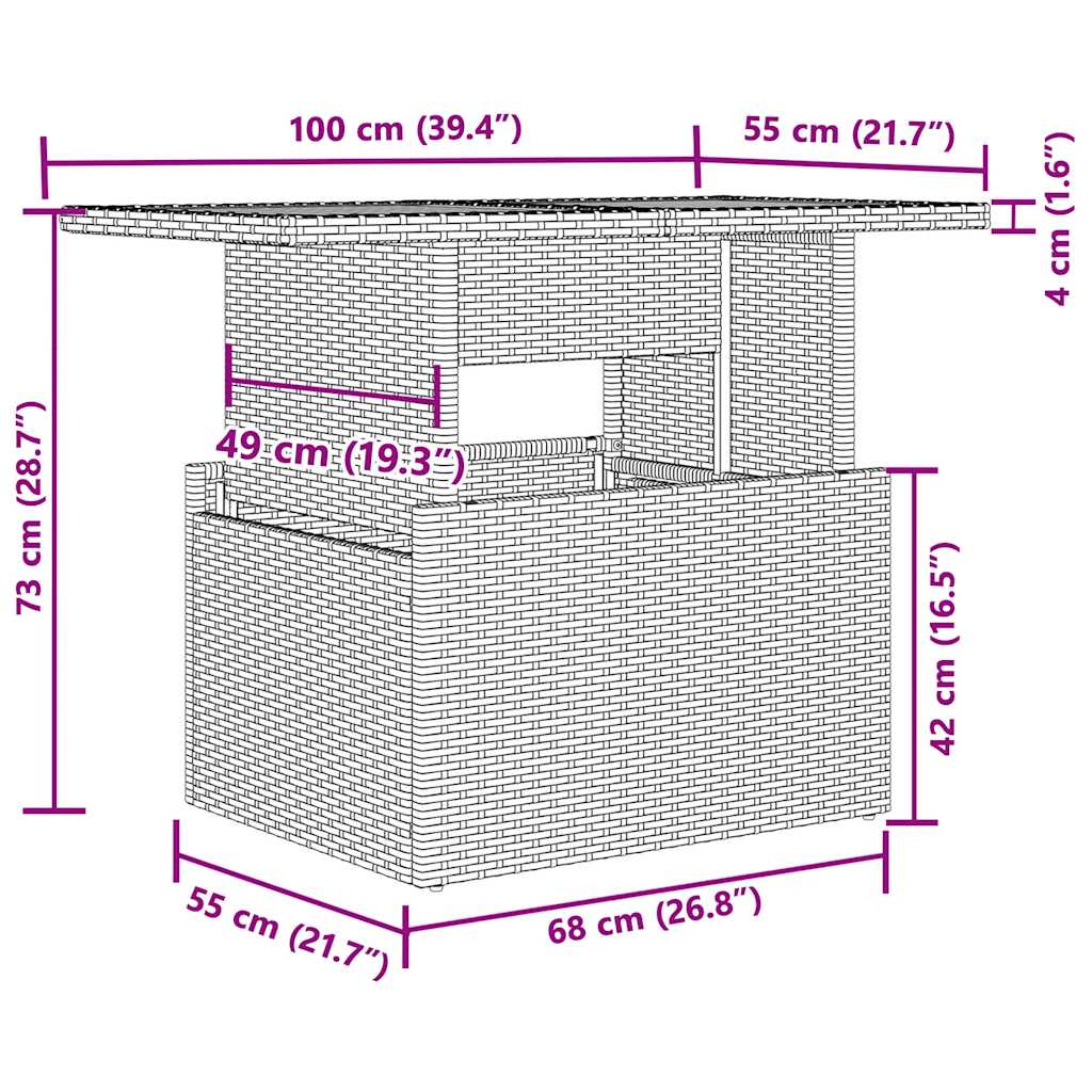 5-delige Loungeset met kussens poly rattan zwart – afbeelding 12