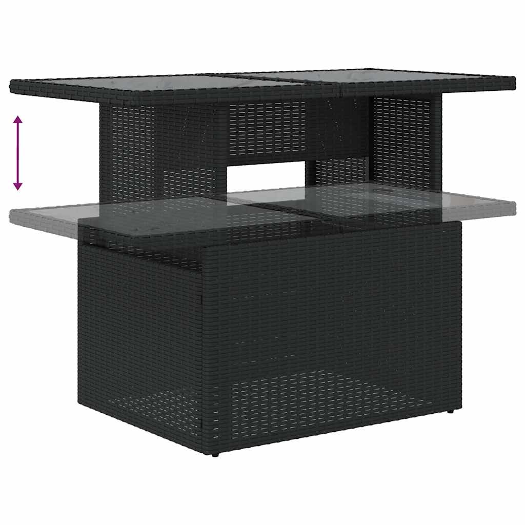 8-delige Loungeset met kussens poly rattan zwart – afbeelding 8