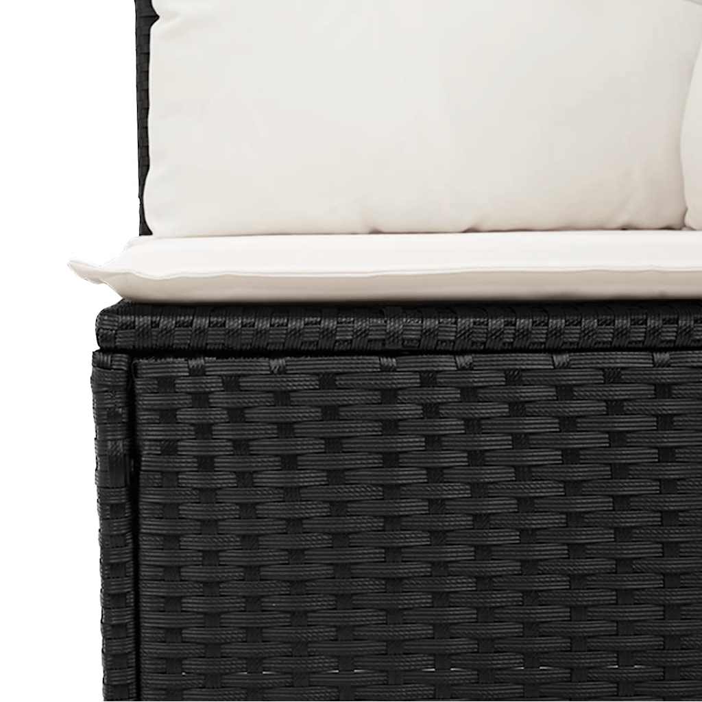 6-delige Loungeset met kussens poly rattan zwart – afbeelding 11