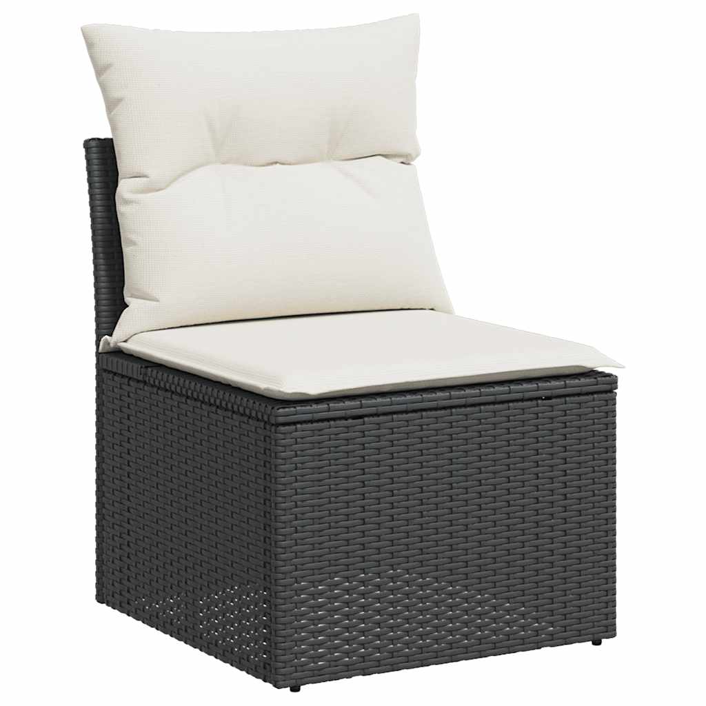 6-delige Loungeset met kussens poly rattan zwart – afbeelding 3