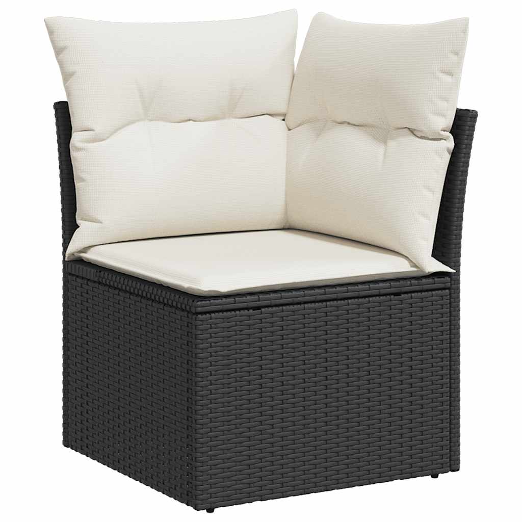 6-delige Loungeset met kussens poly rattan zwart – afbeelding 4