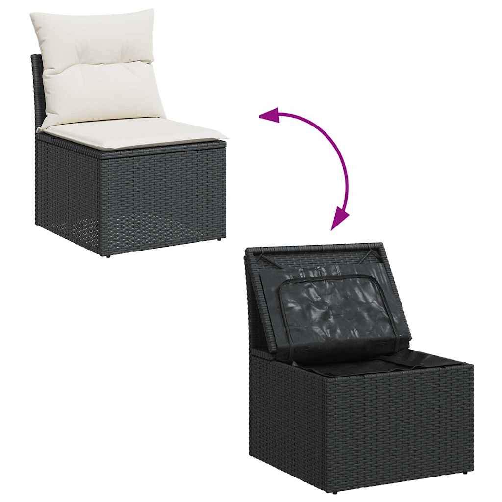 6-delige Loungeset met kussens poly rattan zwart – afbeelding 7