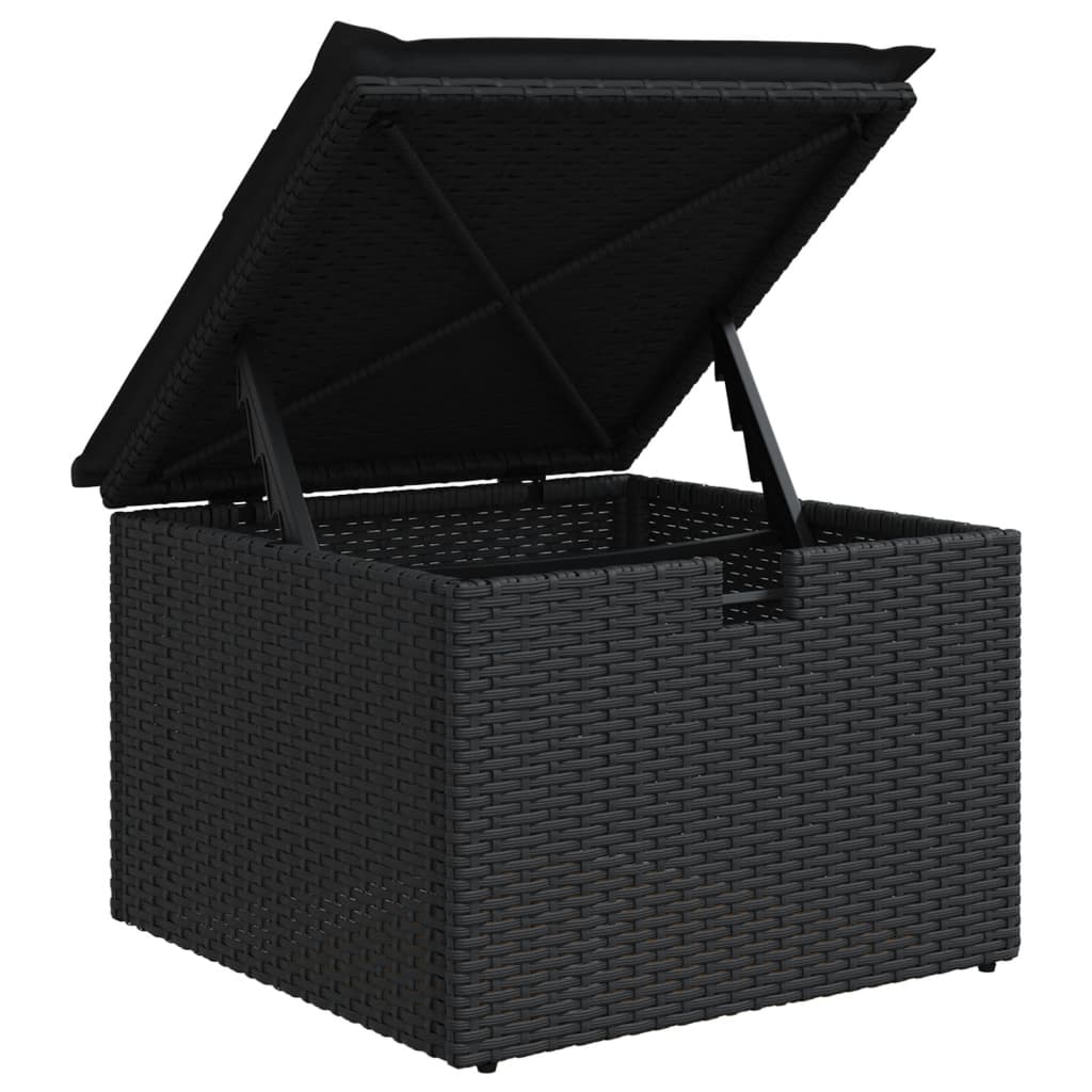 8-delige Loungeset met kussens poly rattan zwart – afbeelding 10