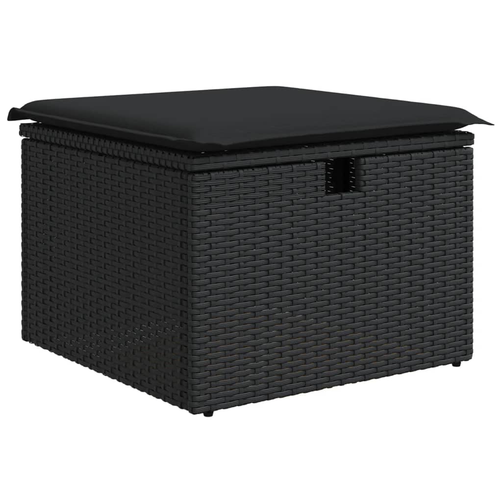 8-delige Loungeset met kussens poly rattan zwart – afbeelding 5