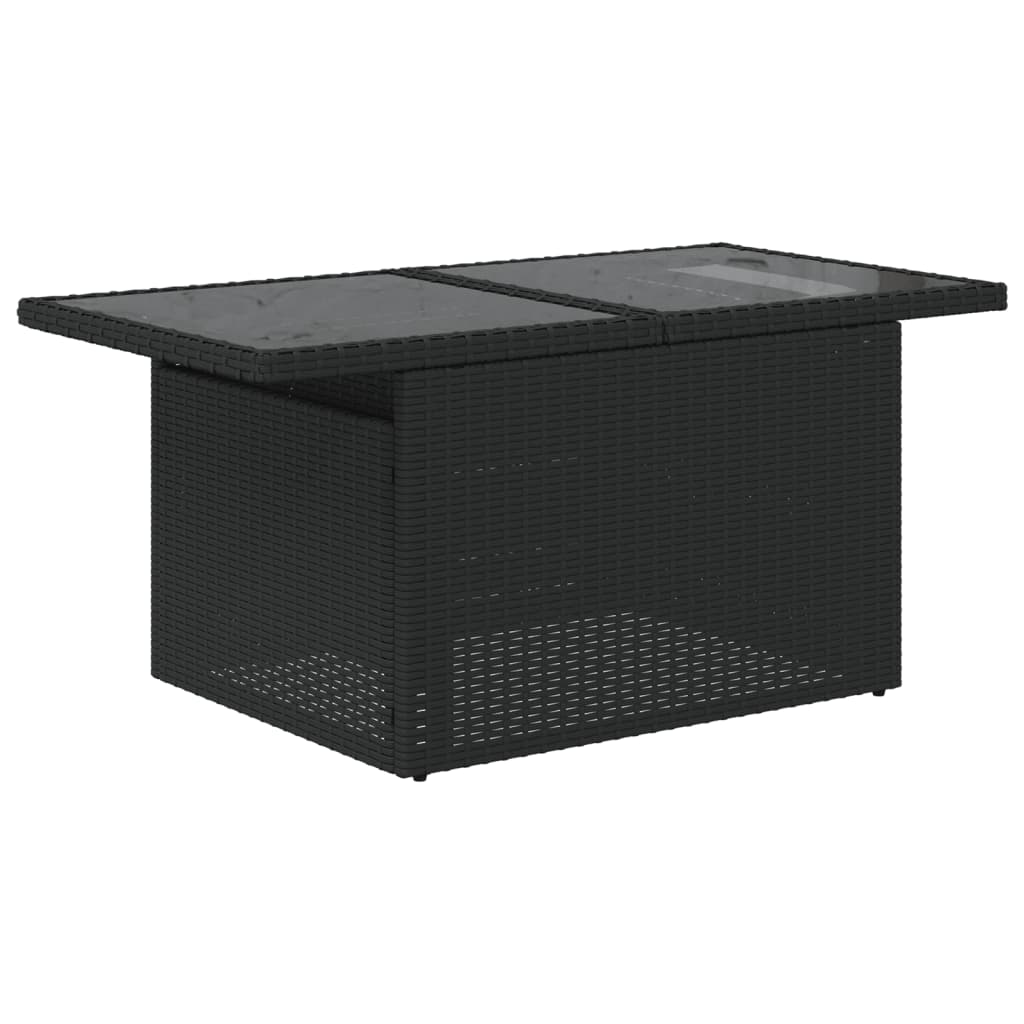 8-delige Loungeset met kussens poly rattan zwart – afbeelding 6
