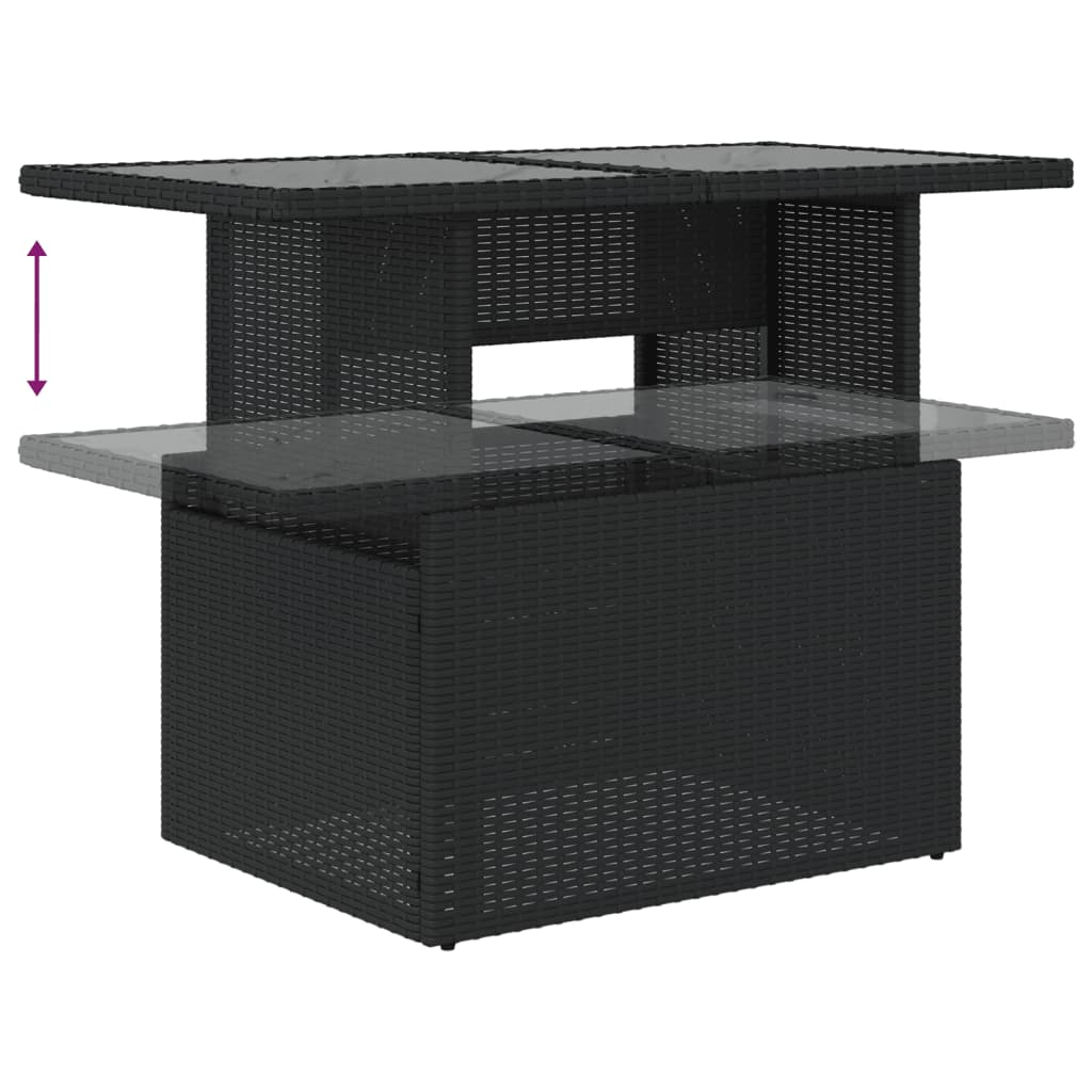 8-delige Loungeset met kussens poly rattan zwart – afbeelding 9