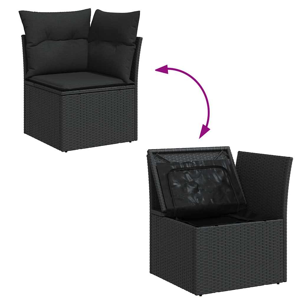 10-delige Loungeset met kussens poly rattan zwart – afbeelding 7