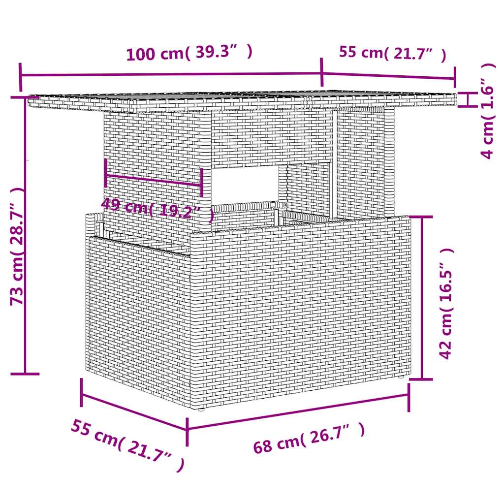 11-delige Loungeset met kussens poly rattan zwart – afbeelding 12