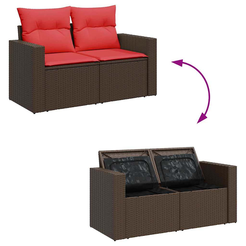 6-delige Loungeset met kussens poly rattan acacia bruin – afbeelding 8
