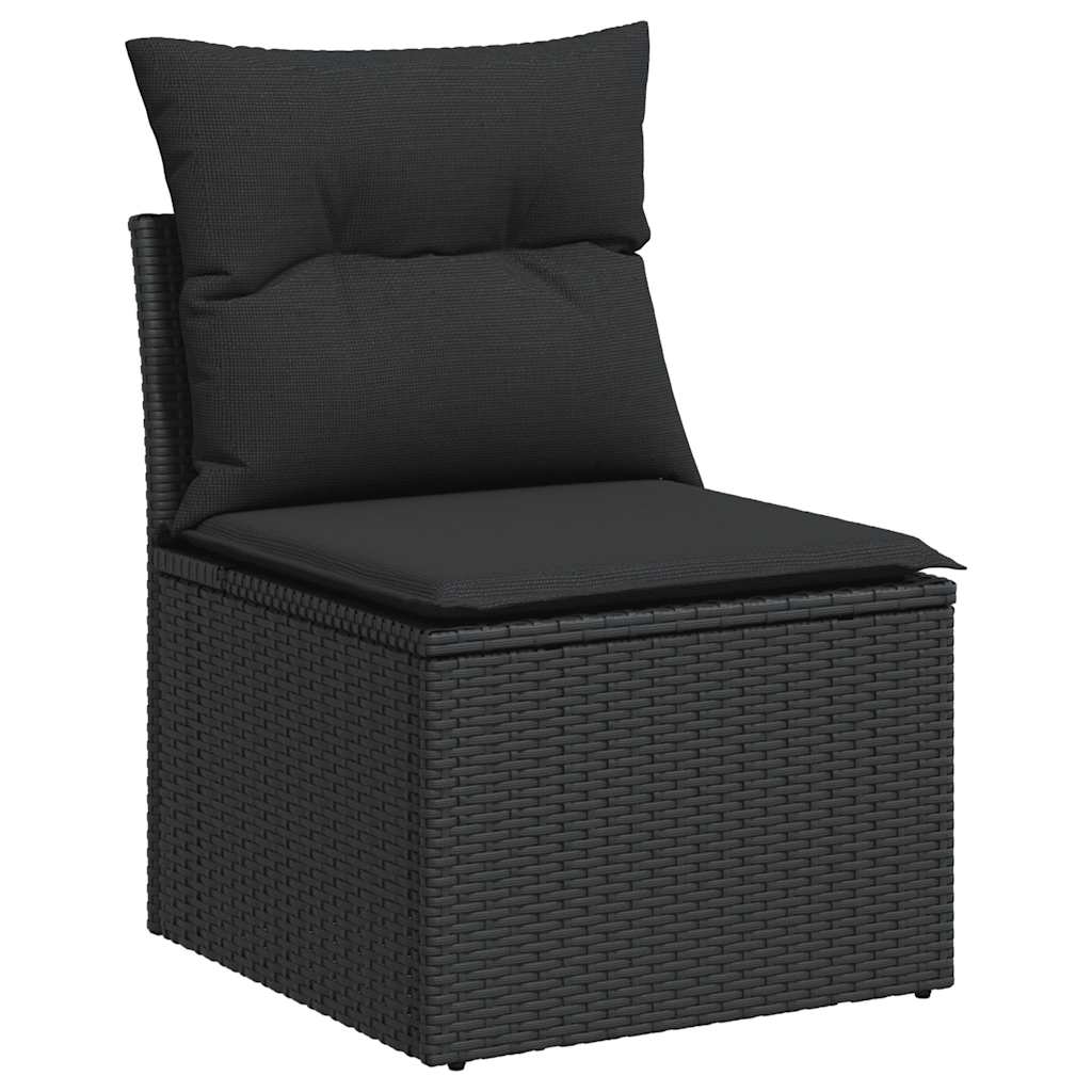 11-delige Loungeset met kussens poly rattan zwart – afbeelding 3