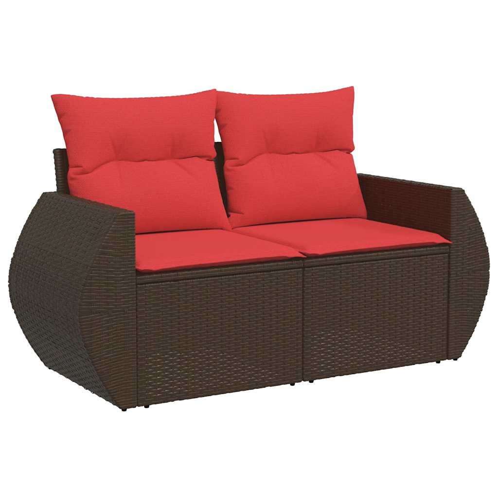 5-delige Loungeset met kussens poly rattan acacia bruin – afbeelding 4