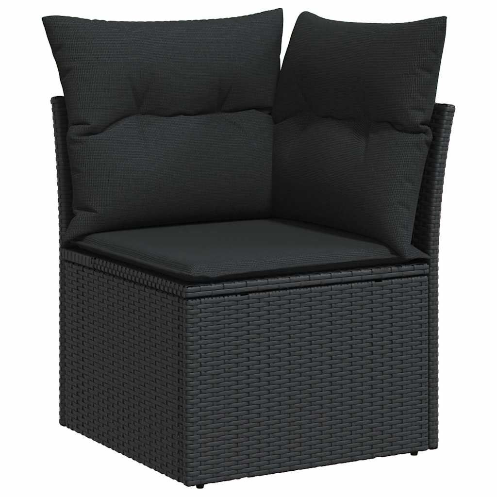 8-delige Loungeset met kussens poly rattan zwart – afbeelding 6