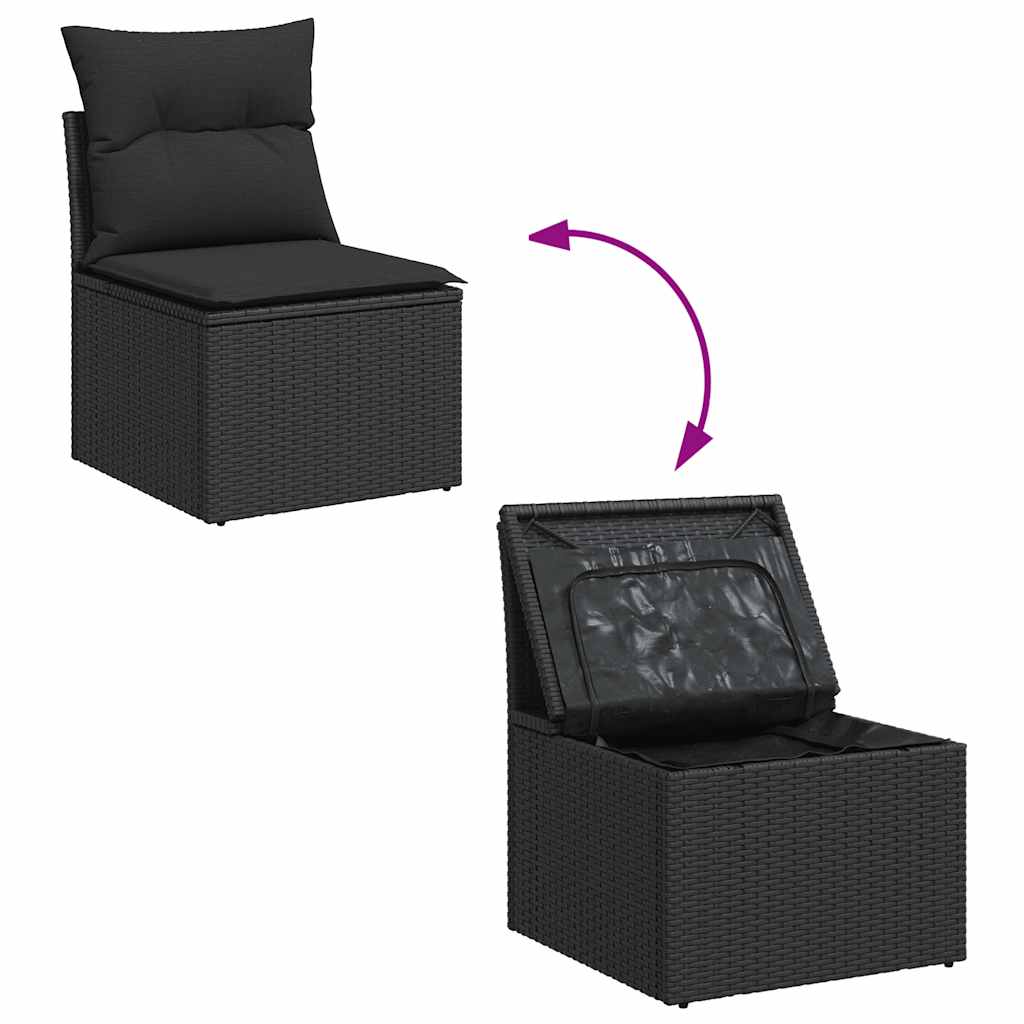 8-delige Loungeset met kussens poly rattan zwart – afbeelding 8