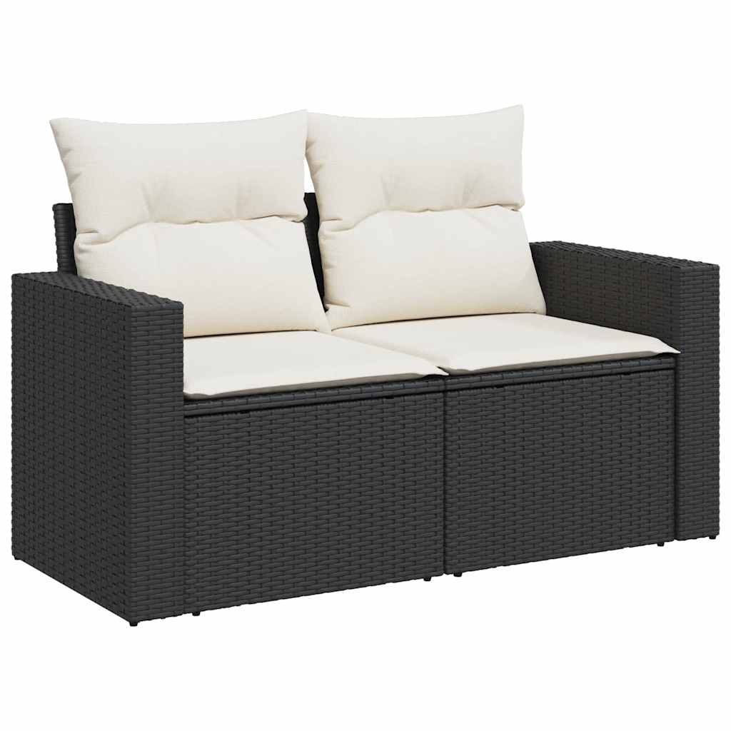 8-delige Loungeset met kussens poly rattan zwart – afbeelding 6