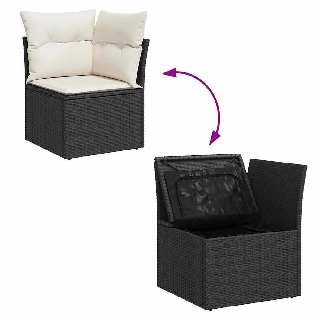 8-delige Loungeset met kussens poly rattan zwart – afbeelding 8