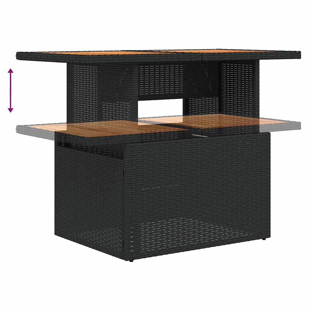 8-delige Loungeset met kussens poly rattan zwart – afbeelding 9