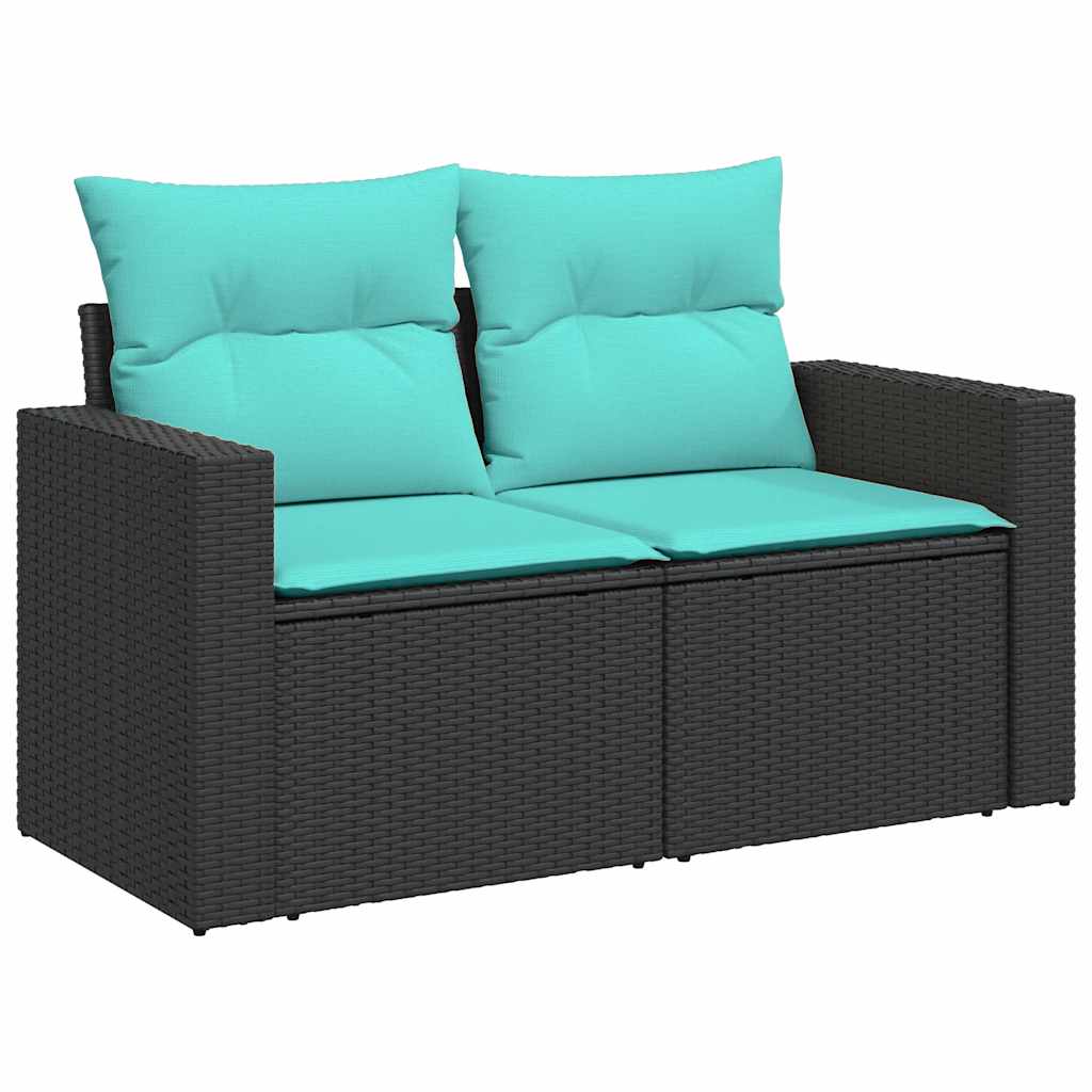 6-delige Loungeset met kussens poly rattan zwart – afbeelding 5